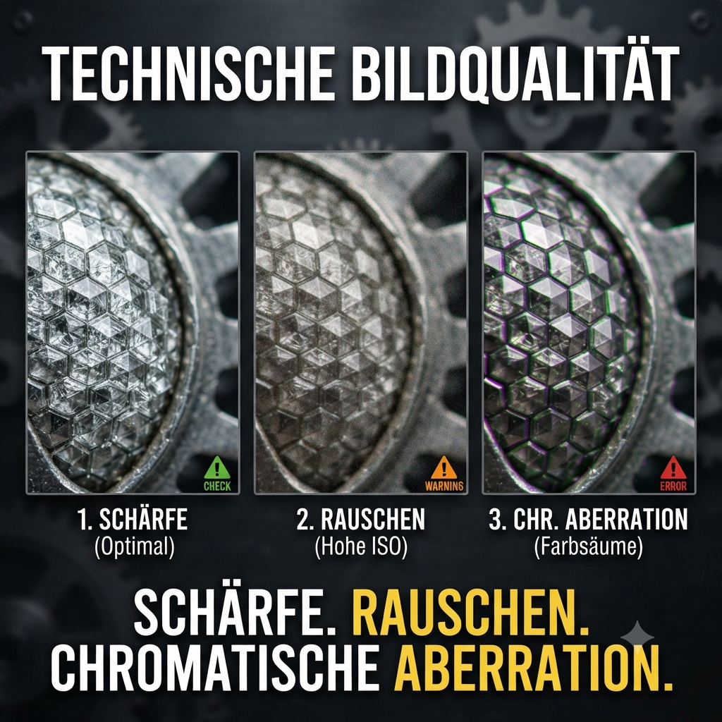 Technische Bildqualität: Schärfe, Rauschen, Chromatische Aberration