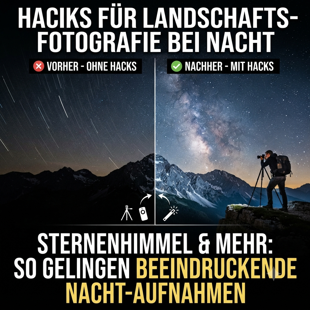 Hacks für Landschaftsfotografie bei Nacht: Sternenhimmel und mehr